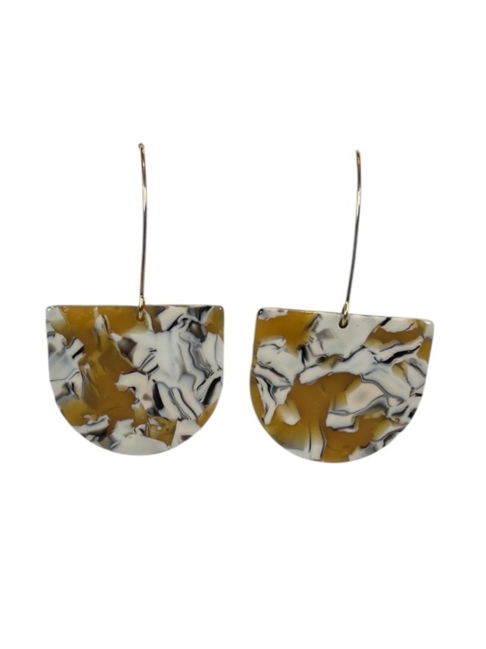 Yellow Amber Tortoiseshell Statement Earrings Resin Drop OS Vintage-Inspired